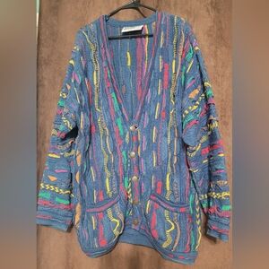 Vintage Colorful 3D Knit Mens COOGI Cardigan